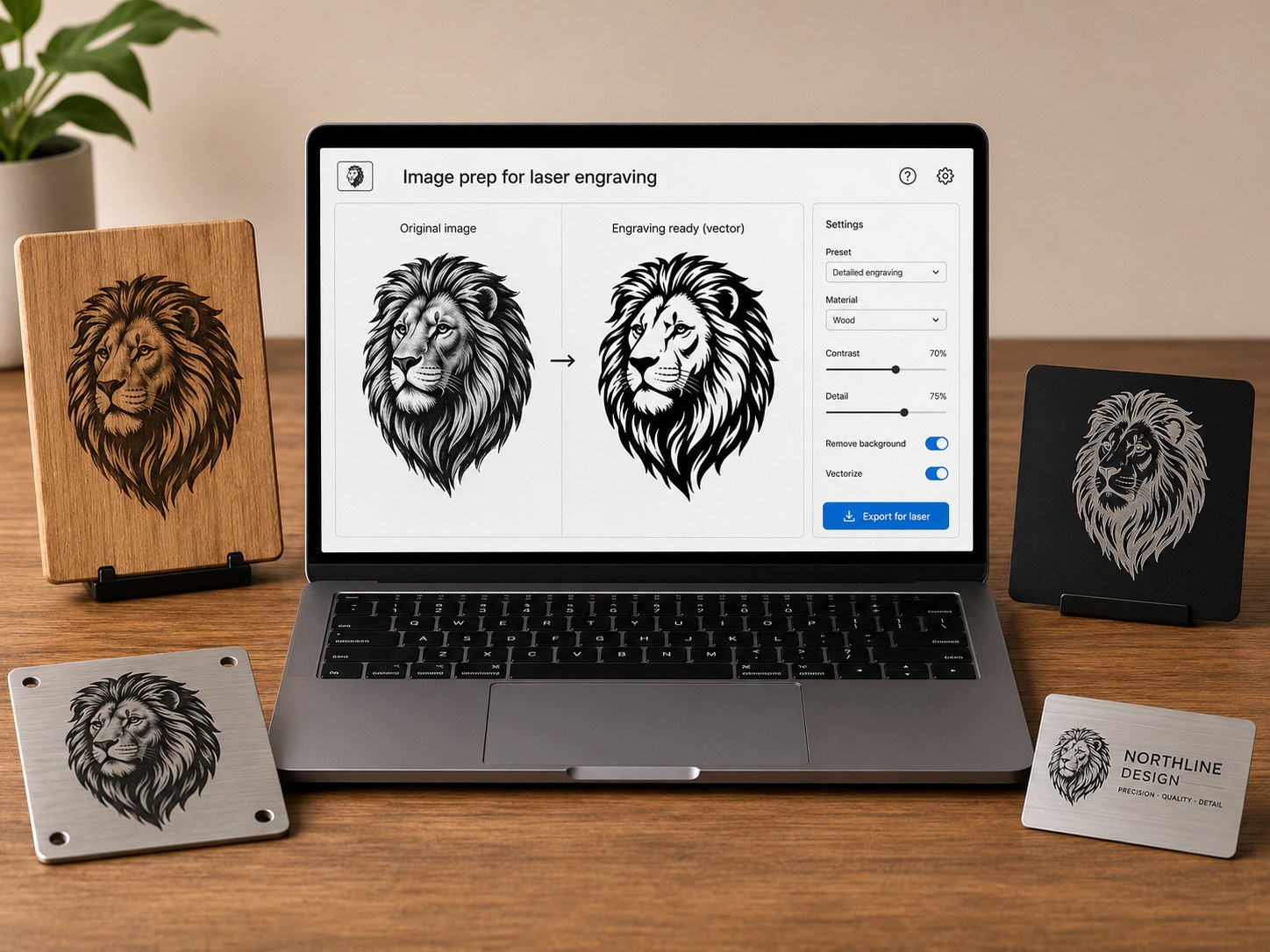 Logo engraving file preparation preview