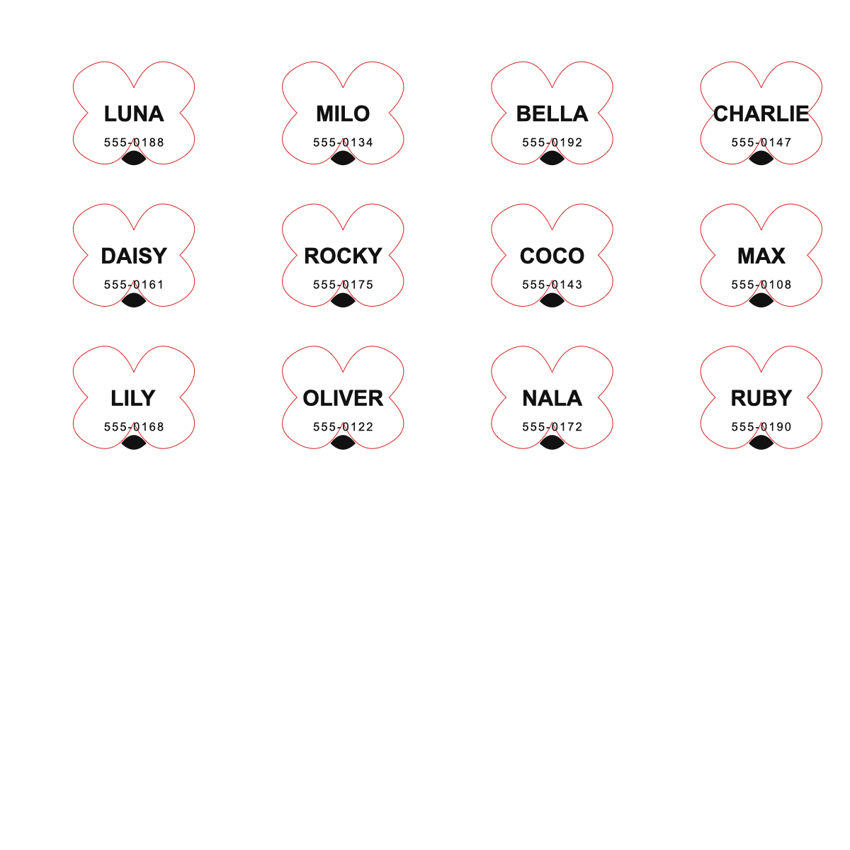 Pet tag starter pack SVG batch preview