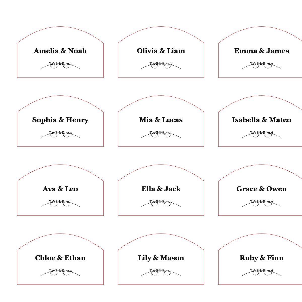 Wedding place card style pack SVG preview